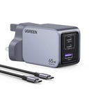 شاحن جداري UGREEN Nexode Pro GaN 65W بـ 3 منافذ – قابس بريطاني (25872)