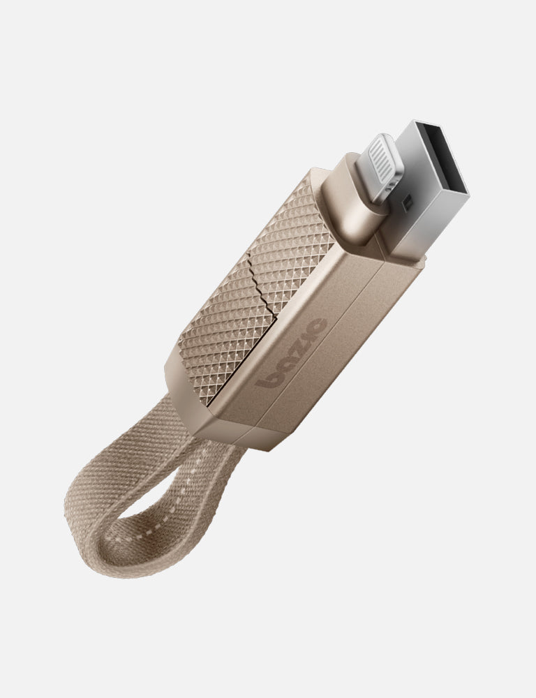 Bazic GoCharge Alucable 4 in 1 Input USB A and USB-C to Output USB-C and Lightning Cable 15cm - Gold