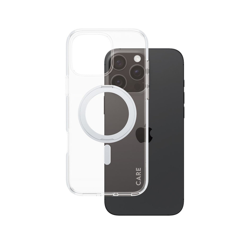 كفر CARE by PanzerGlass Feature مع ستاند و MagSafe لـ iPhone 16 Pro Max - فضي