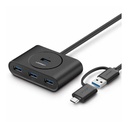 موزع UGREEN USB 3.0 بـ 4 منافذ مع محوّل Type-C بطول 1 متر – أسود