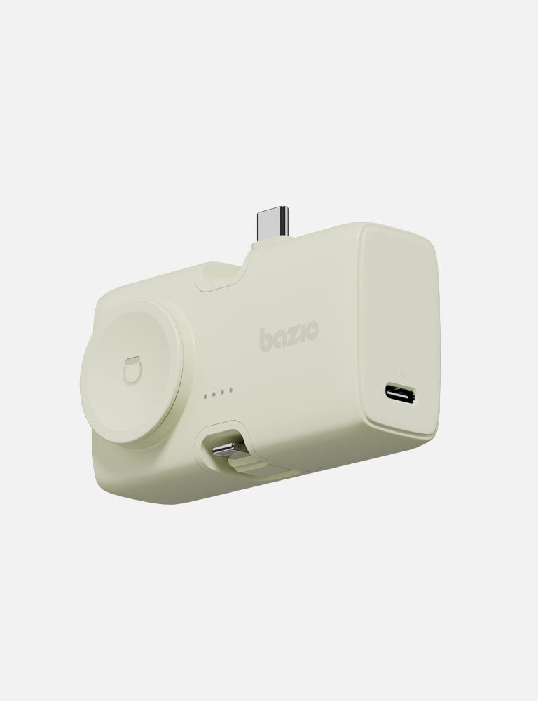 باور بانك Bazic GoPower Koda 2 في 1 مع منفذ USB-C / Lightning قابل للطي وشاحن Apple Watch بسعة 5000mAh - Pistachio