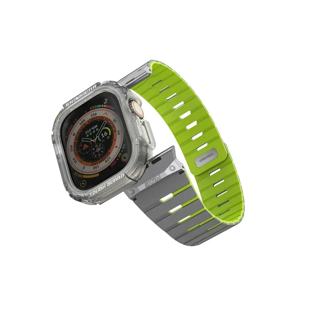 SkinArma Gemini Magnetic Strap + Atom Case Bundle for Apple Watch 46MM - Lime Green