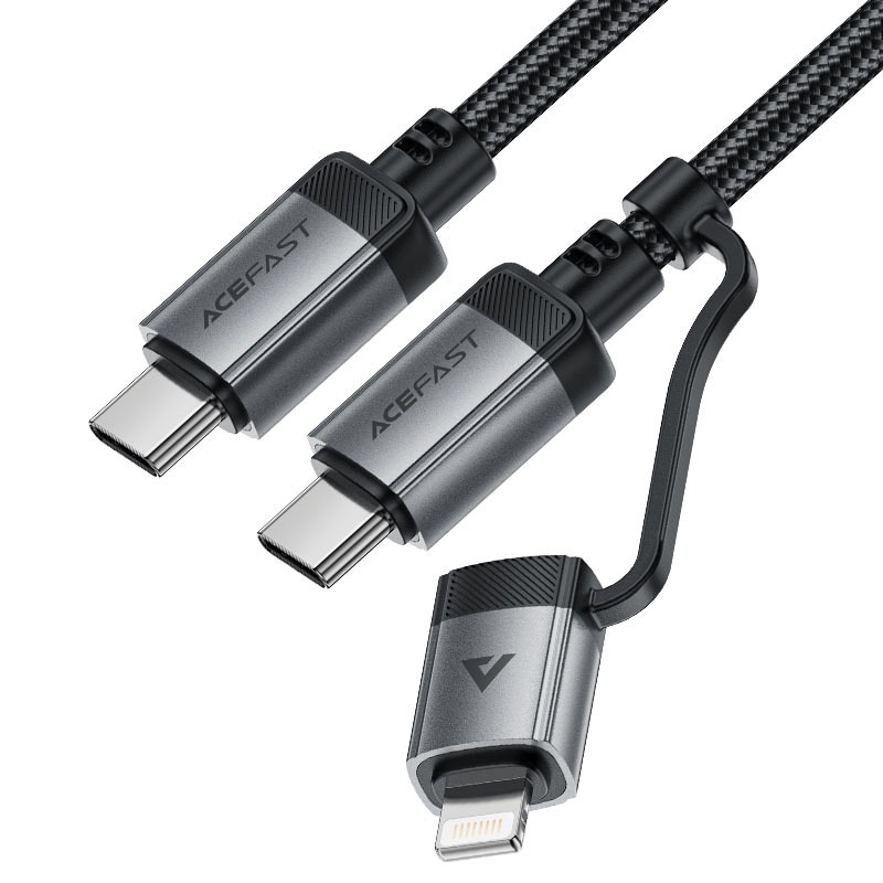 C20-01 USB-C to USB-C / Lightning aluminum alloy connectors charging data cable
