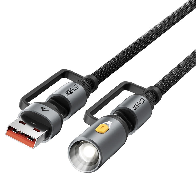 كيبل شحن وبيانات متعدد الوظائف ACEFAST J5 مع محول USB-A وUSB-C وإضاءة LED