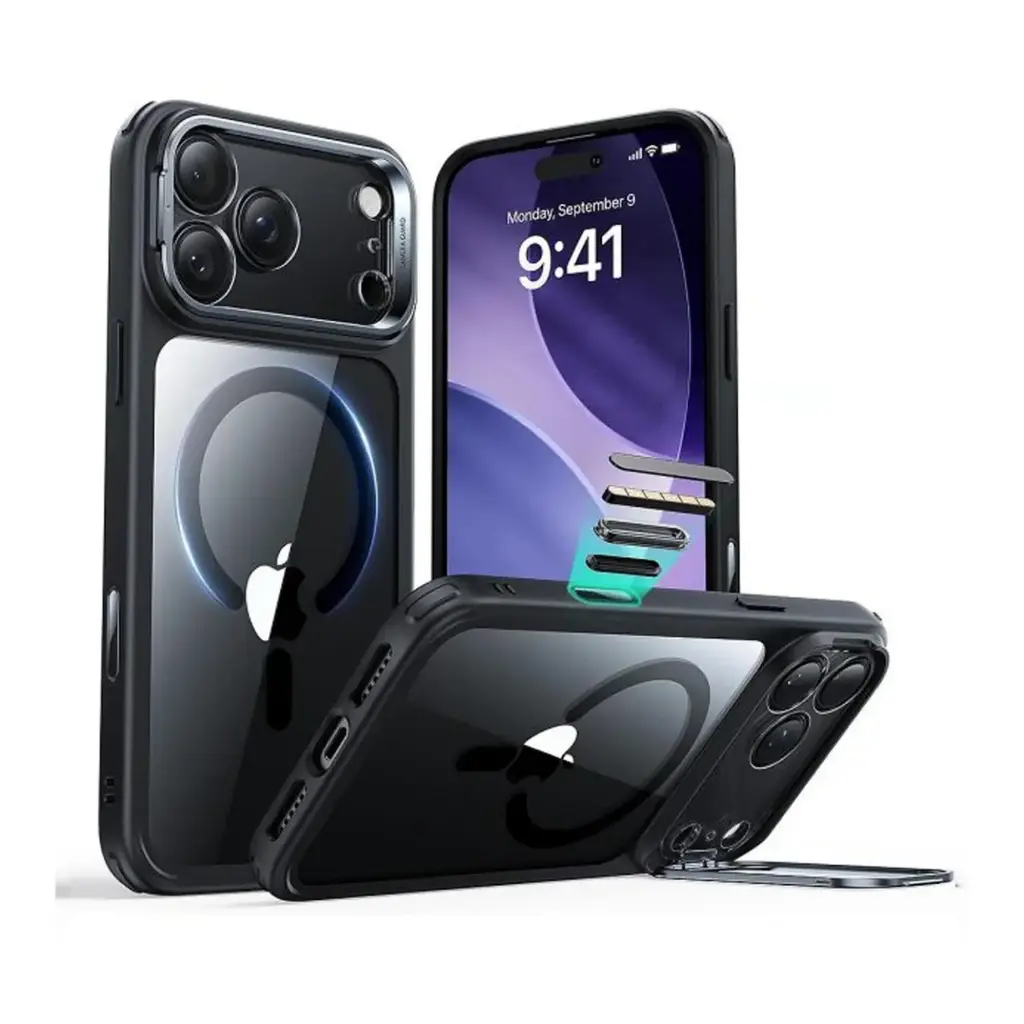 ESR iPhone 17 Pro Max HaloLock Classic Hybrid Case with Stash Stand (Camera Control Button) Case