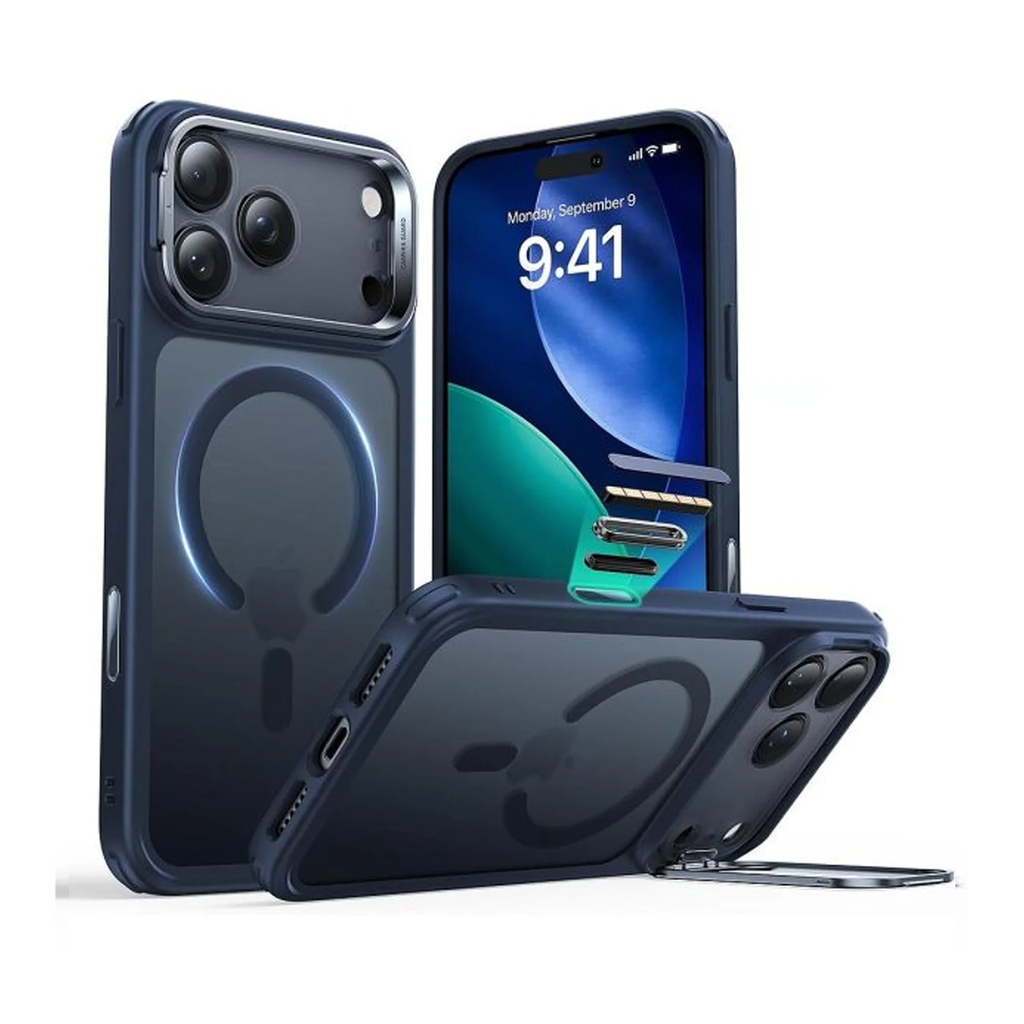 ESR iPhone 17 Pro Max HaloLock Classic Hybrid Case with Stash Stand (Camera Control Button) blue