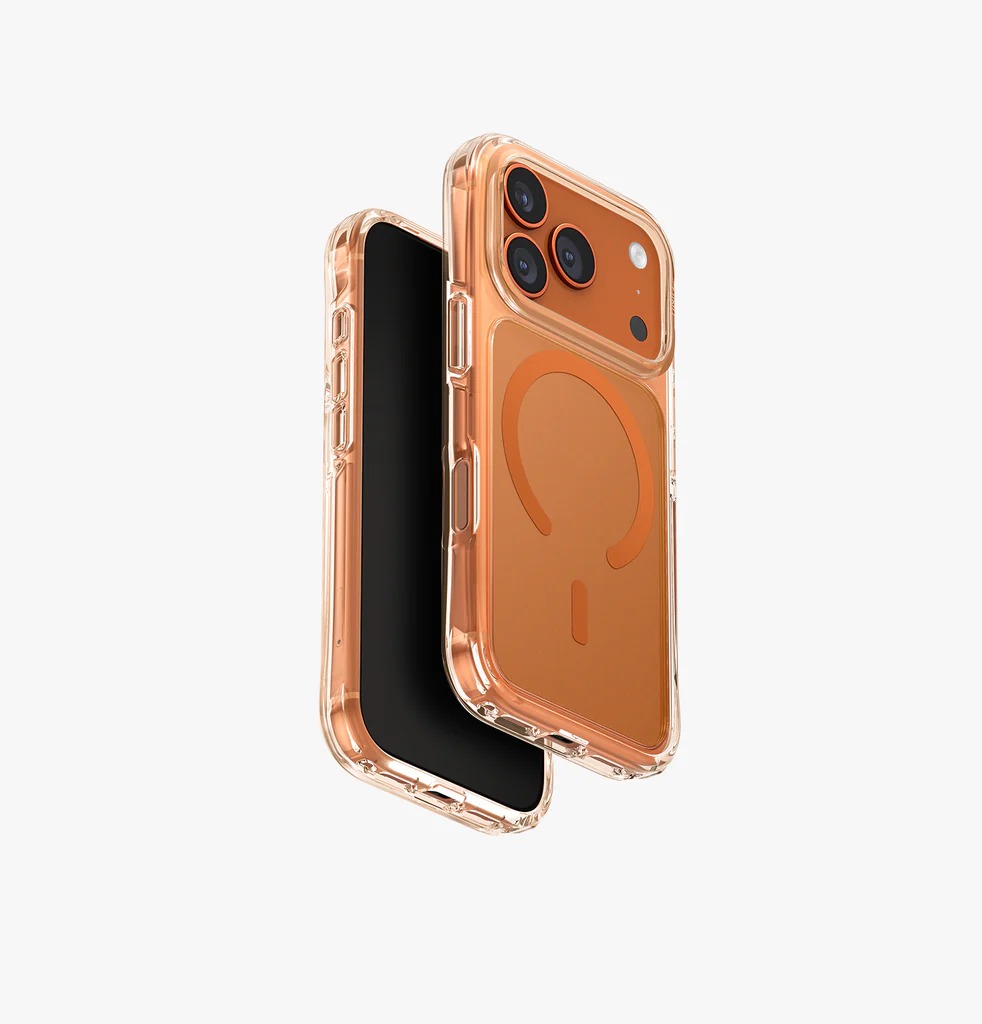 Uniq Hybrid Lifepro Xtreme MagSafe case for iPhone 17 Pro - Frost Clear / Volt Orange