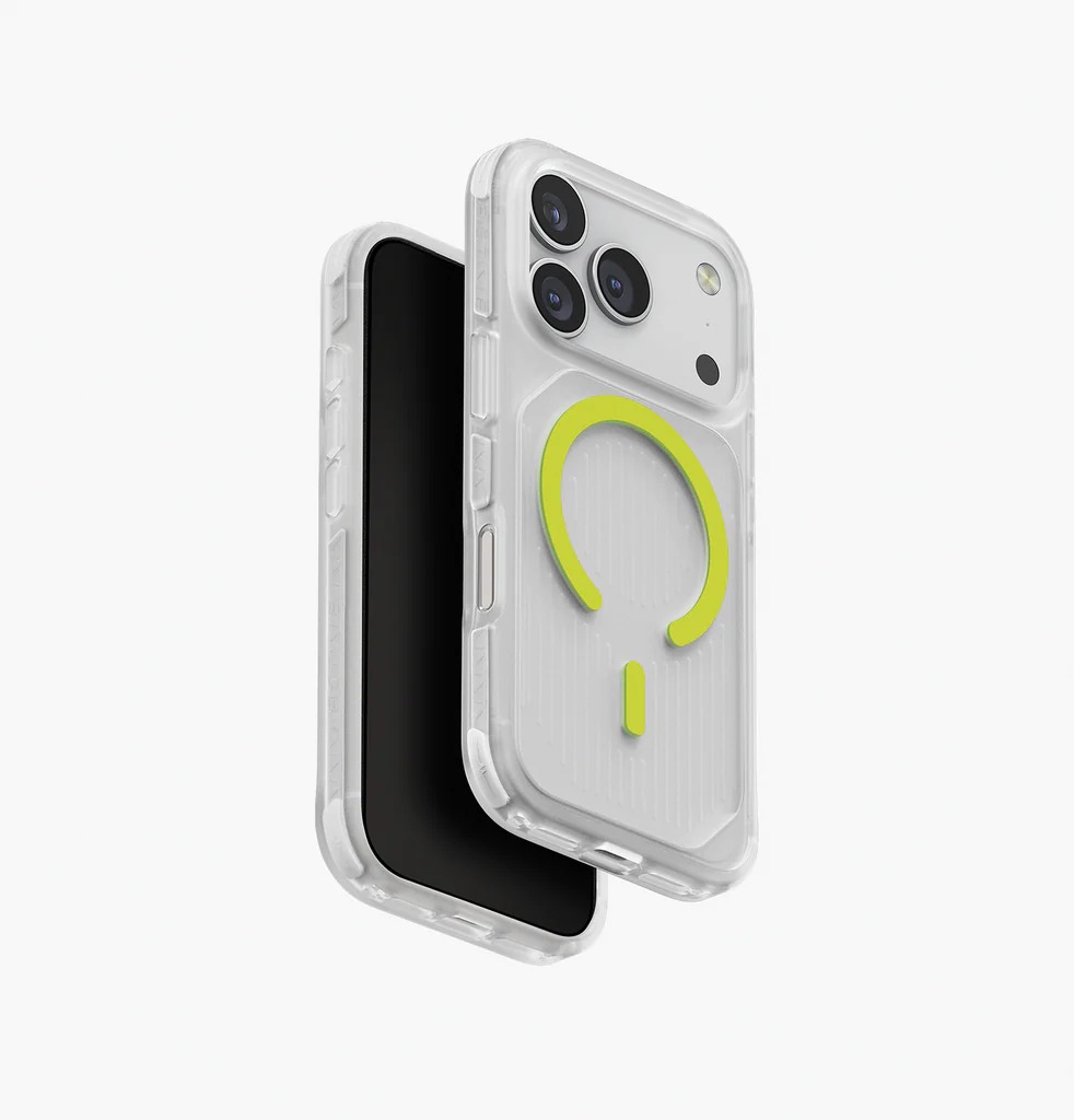 كفر UNIQ Hybrid Combat Active MagSafe لـ iPhone 17 Pro - شفاف مطفي / مضيء في الظلام