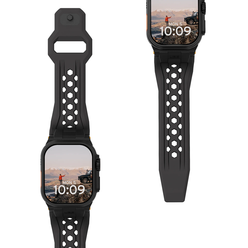 سوار مونارك لساعة أبل UAG مقاسات 49/45/44/42 (أسود/أسود)
