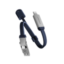 كيبل ميدالية ENERGEA Sheath Key 2 في 1 USB-C إلى USB-C + USB-A بقوة 60 واط و480Mbps بطول 15 سم – أزرق