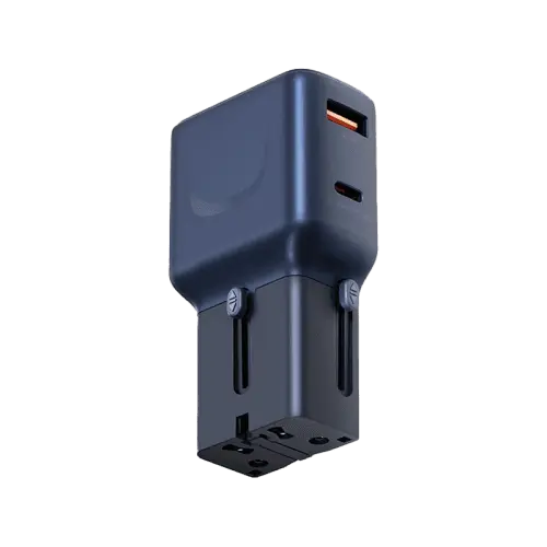محول سفر ENERGEA TravelGo بقوة 35 واط مع منفذ USB-C ومنفذ USB-A – أزرق