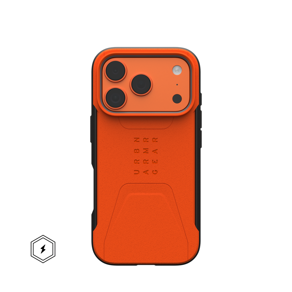 جراب UAG لهاتف iPhone 17 Pro Max، بتقنية HyperCush للحماية من الصدمات، متوافق مع MagSafe، لون برتقالي مدني