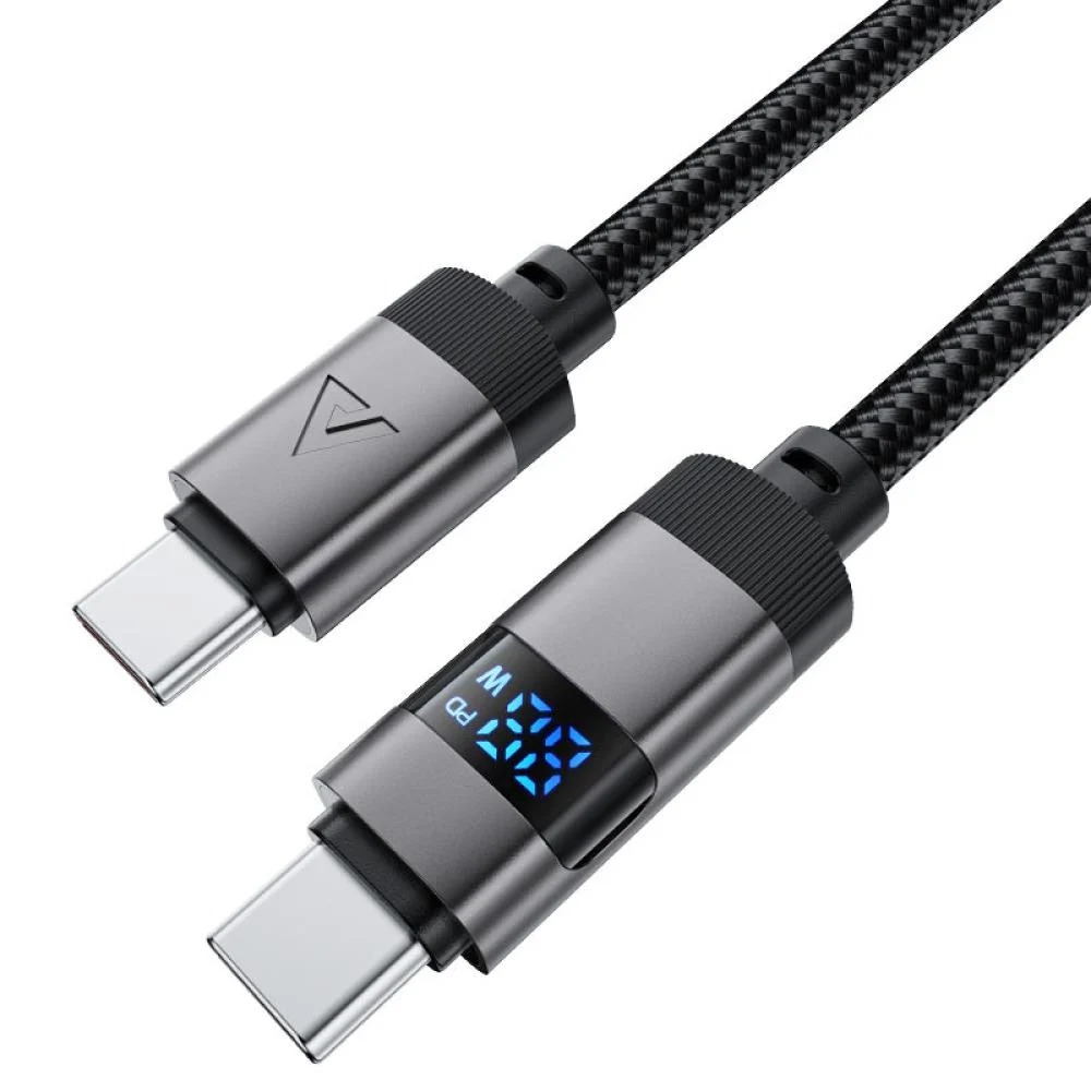 كيبل شحن وبيانات ACEFAST C15-03 من USB-C إلى USB-C مضفّر بوصلات سبائك الزنك وشاشة رقمية