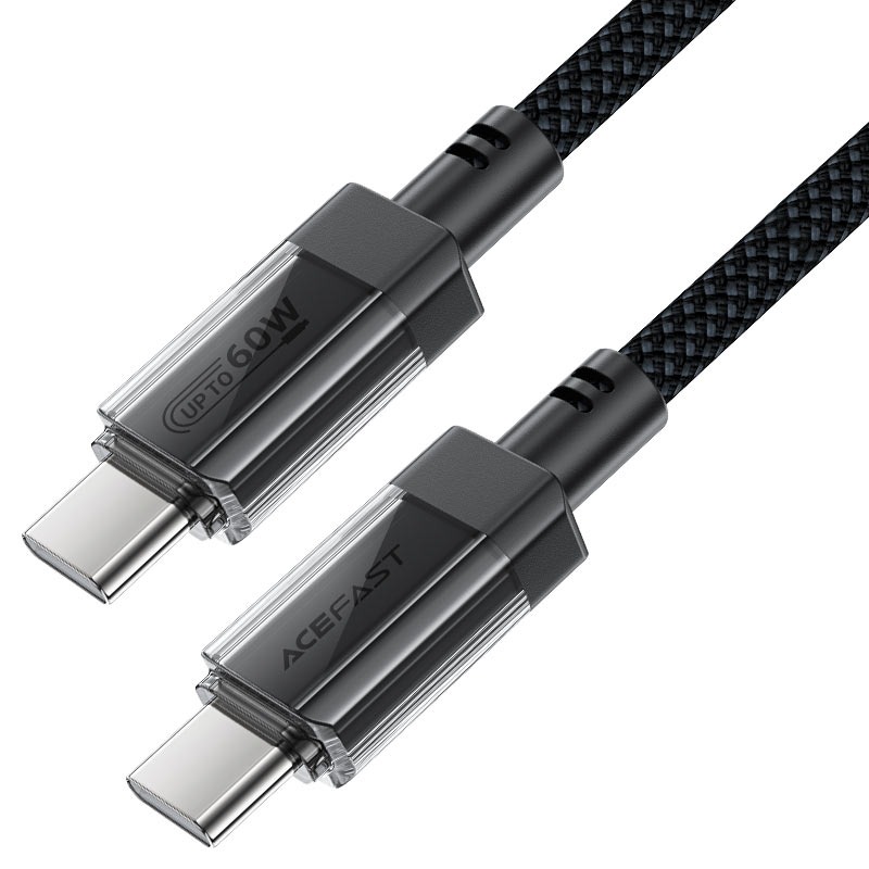 كيبل شحن وبيانات ACEFAST C12-03 من USB-C إلى USB-C بهيكل شفاف وستانلس ستيل