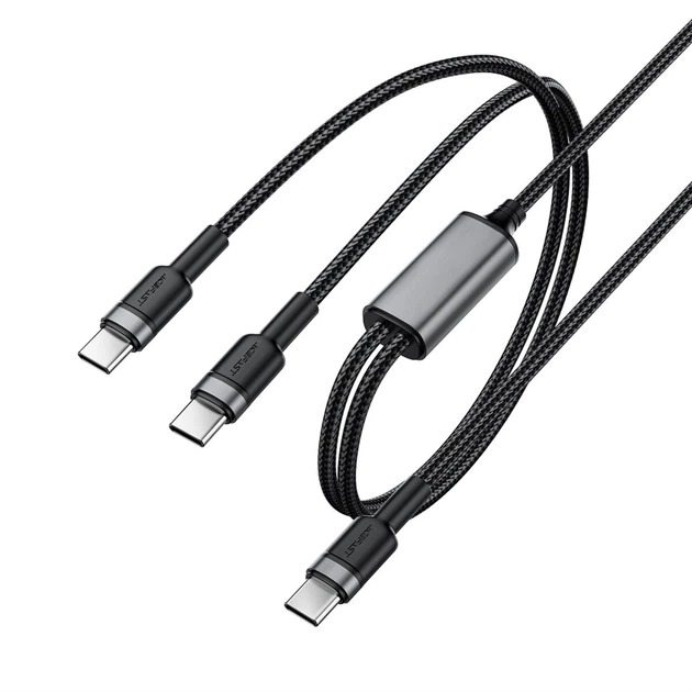 كيبل شحن وبيانات ACEFAST C22-02 من USB-C إلى 2×USB-C بقدرة 100W بوصلات ألمنيوم