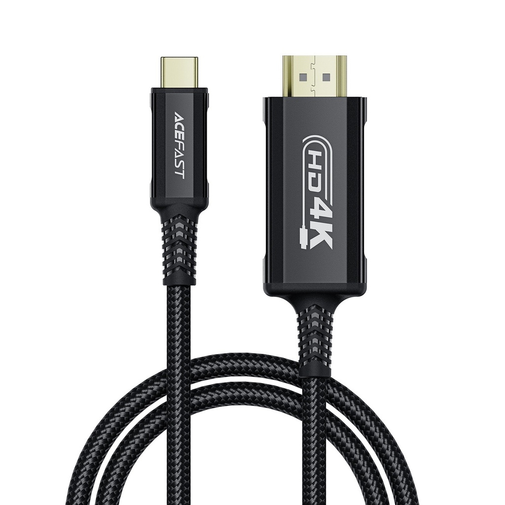 كيبل فيديو ACEFAST C1-10 من USB-C إلى HDTV برؤوس ألمنيوم أسود
