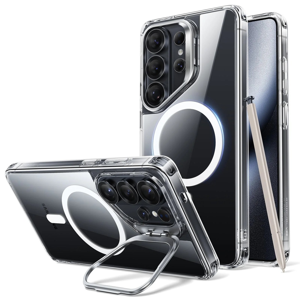 كفر ESR Classic Hybrid مع Stash Stand لـ Galaxy S26 Ultra شفاف بإطار أسود