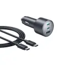 Anker Car Charger (167.5W 3 Ports) with cable bundle Gray