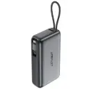 AceFast PD45W fast charging power bank with telescopic cable, 20000mAh, metal gray CCC certificated