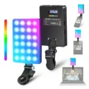 NEEWER RGB LED Light for Phone with Phone Holder & Light Clip, Dimmable CRI 97+ 3 Modes Phone Light, Built in 2000mAh Battery